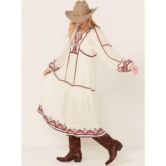 Free People Dresses & Skirts - Free People Women's Sweet Escape Midi Dress boho embroidered small